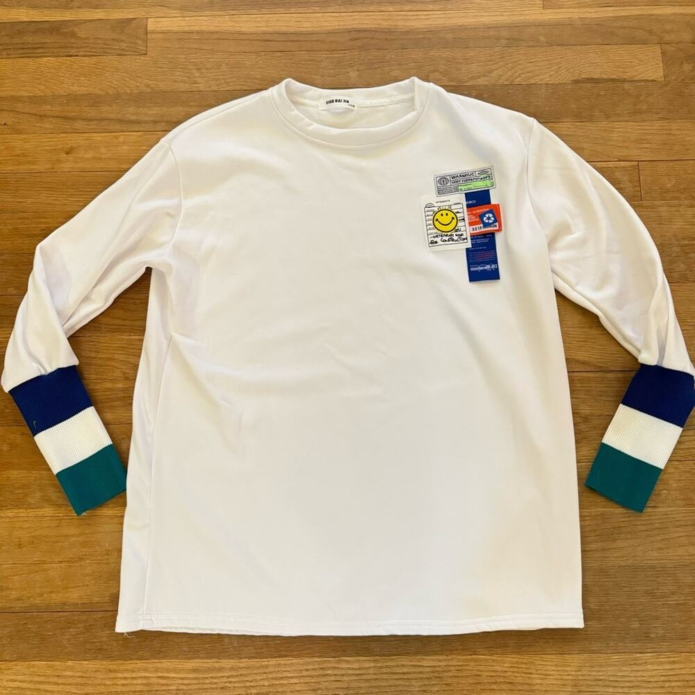 Xiao Bai Jia white embellished logo crewneck sweatshirt size large L
 b11